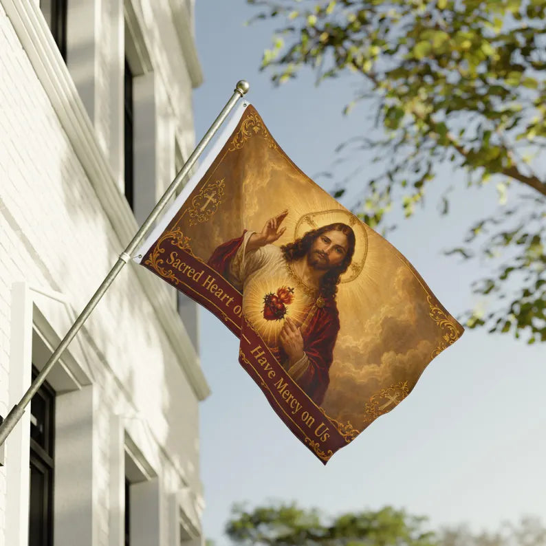 Sacred Heart Of Jesus Catholic Flag
