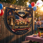 USA 250th  Eagle Liberty Bell Semicircle Flag