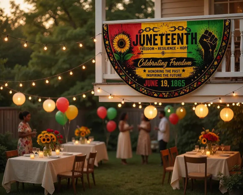 Juneteenth Semicircle Banner, Freedom Day  Flag