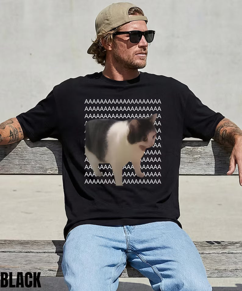 Screaming Cat Meme Funny Graphic Shirt