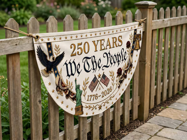 USA 250 We The Peopole Fence Semicircle  Flag