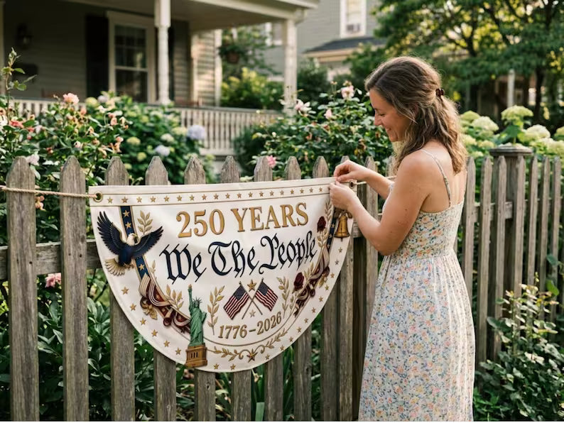 USA 250 We The Peopole Fence Semicircle  Flag
