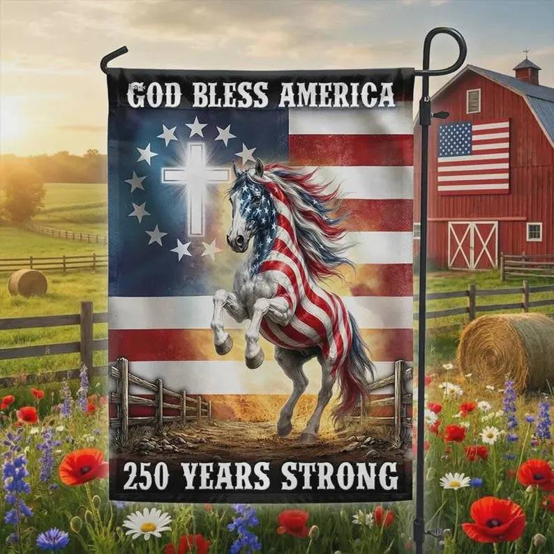 God Bless America Horse Faith Flag