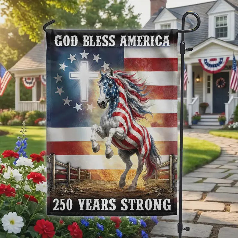 God Bless America Horse Faith Flag
