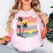 Sunset Beach Palm Tree Vacation Shirt