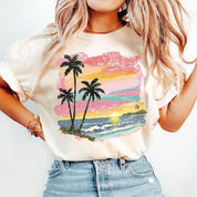 Sunset Beach Palm Tree Vacation Shirt