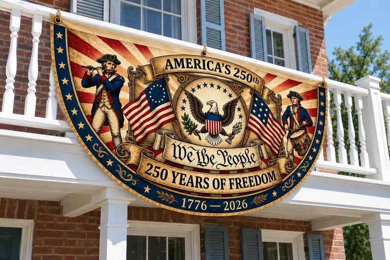 USA 250 Christian Bunting Semicircularr Flag