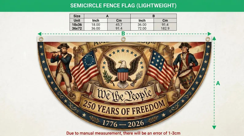 USA 250 Christian Bunting Semicircularr Flag