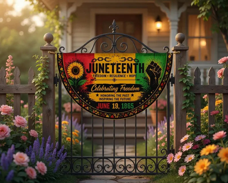 Juneteenth Semicircle Banner, Freedom Day  Flag
