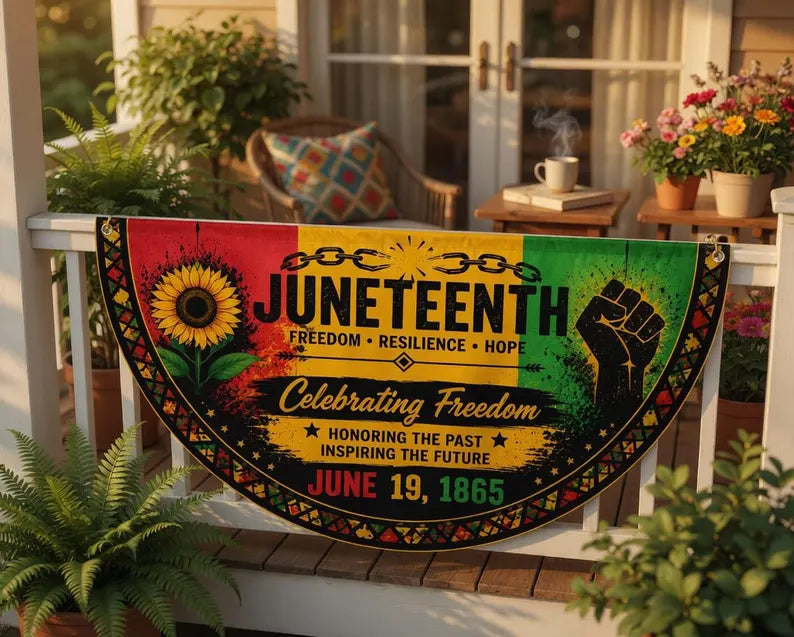Juneteenth Semicircle Banner, Freedom Day  Flag