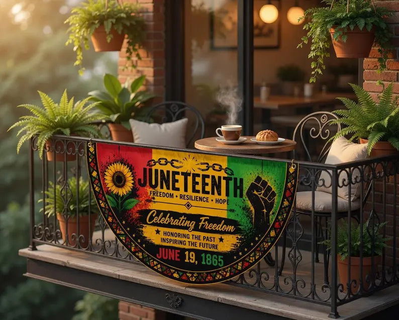 Juneteenth Semicircle Banner, Freedom Day  Flag