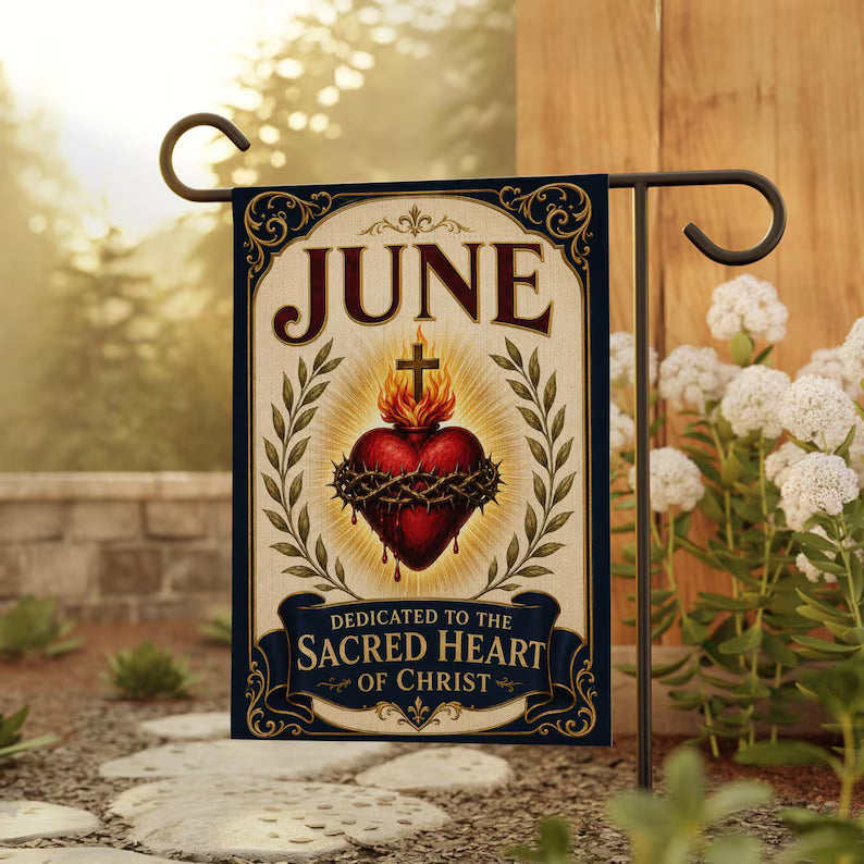 Holy Heart Of Christ Garden Flag