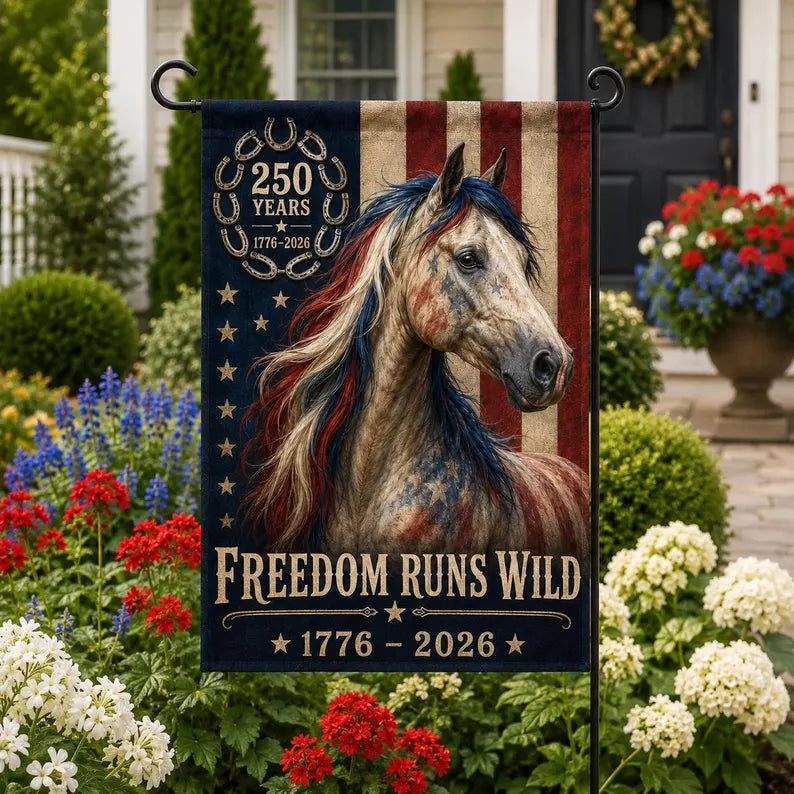 Freedom Runs Wild Patriotic Horse Flag