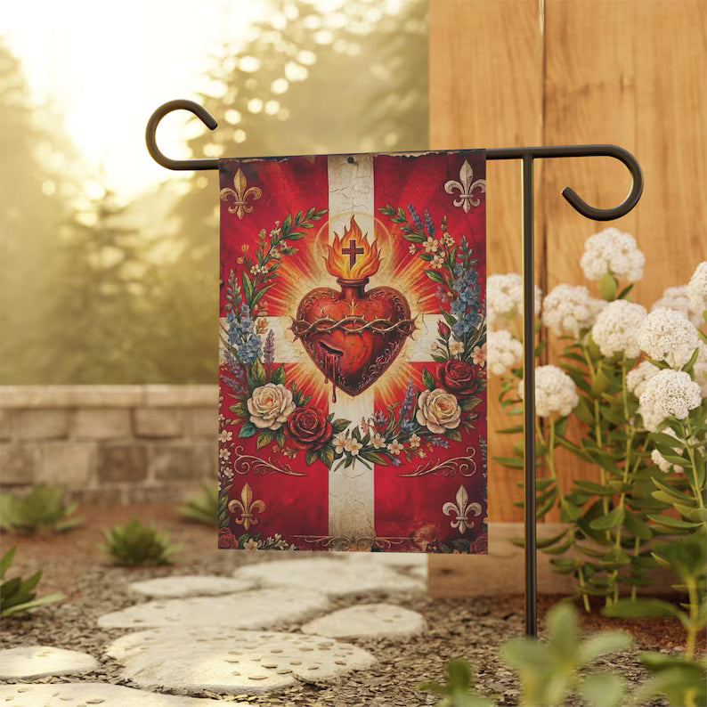 Jesus Sacred Heart Garden Flag Catholic Faith Decor