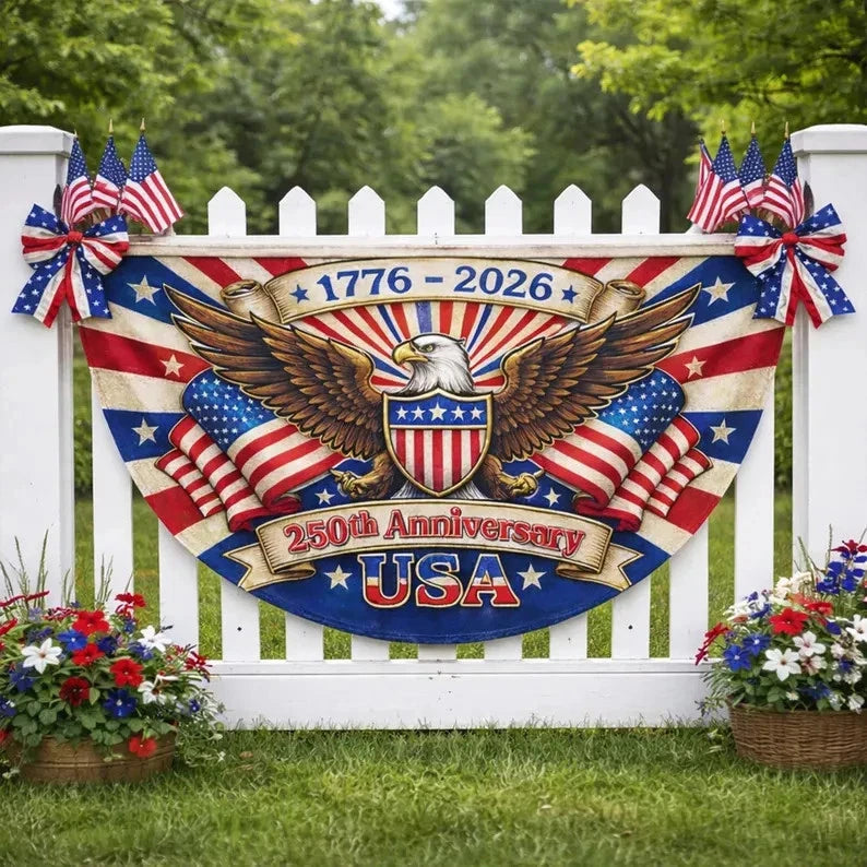 America 250th Anniversary Semicircle Flag, Patriotic USA Banner