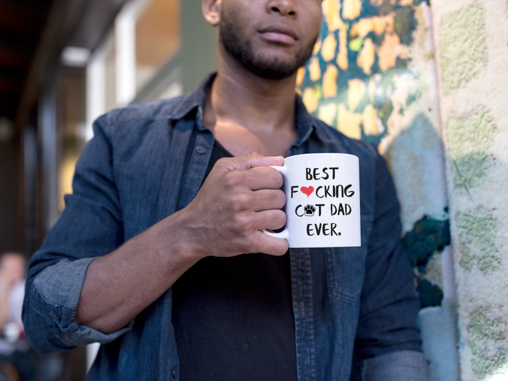 Fathers Day Best Cat Dad Ever Funny Coffee Mug