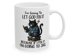 Funny Cat Mug Let God Fix It Christian Coffee Cup