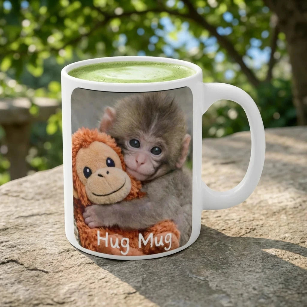Punch The Monkey Hug Mug Funny Coffee Cup