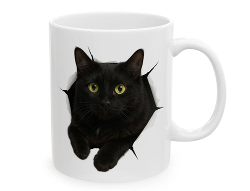 Funny Black Cat 3D Illusion Coffee Mug