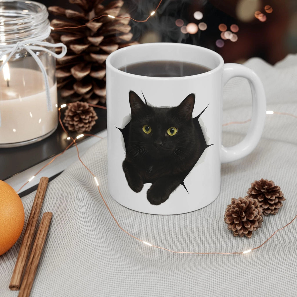 Funny Black Cat 3D Illusion Coffee Mug