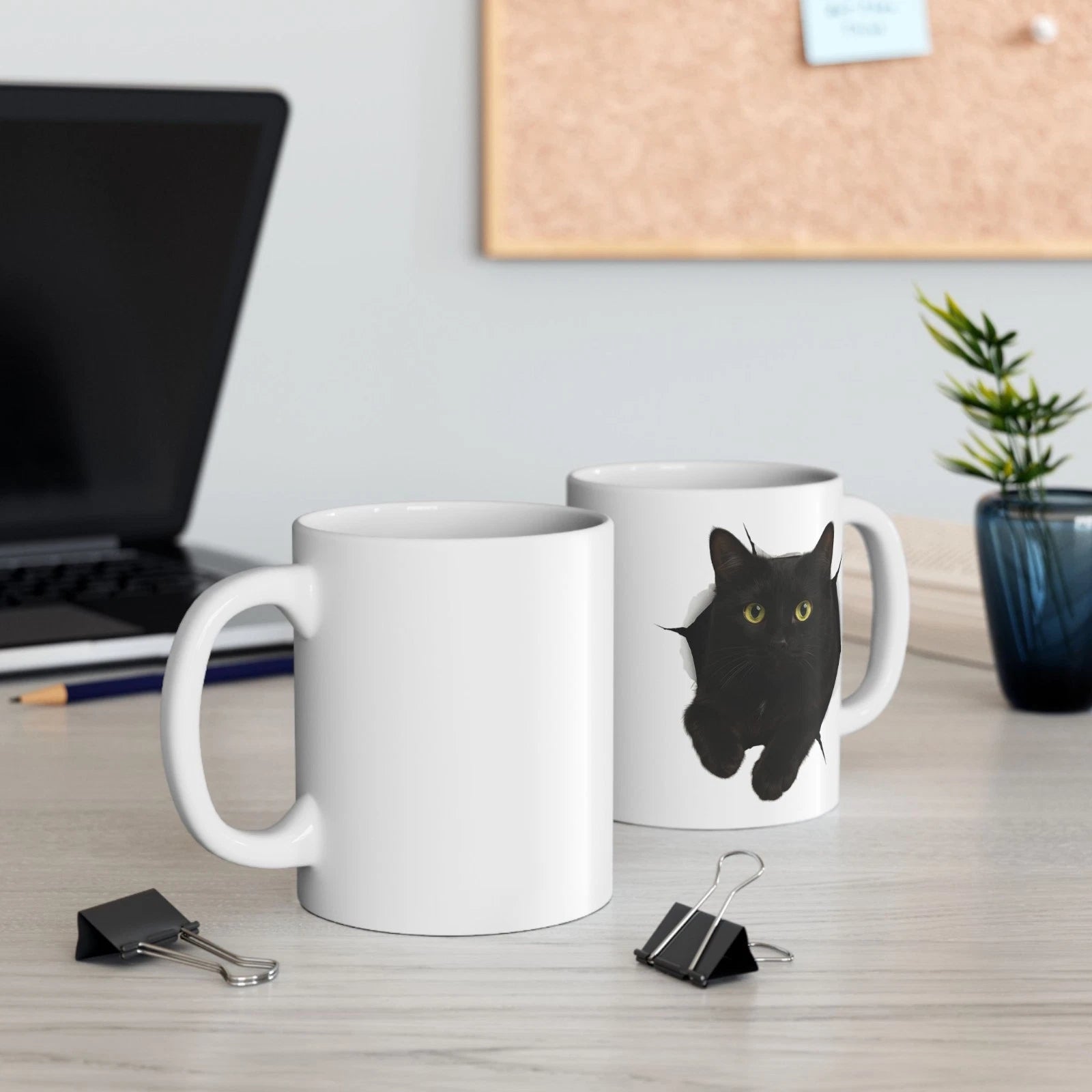Funny Black Cat 3D Illusion Coffee Mug