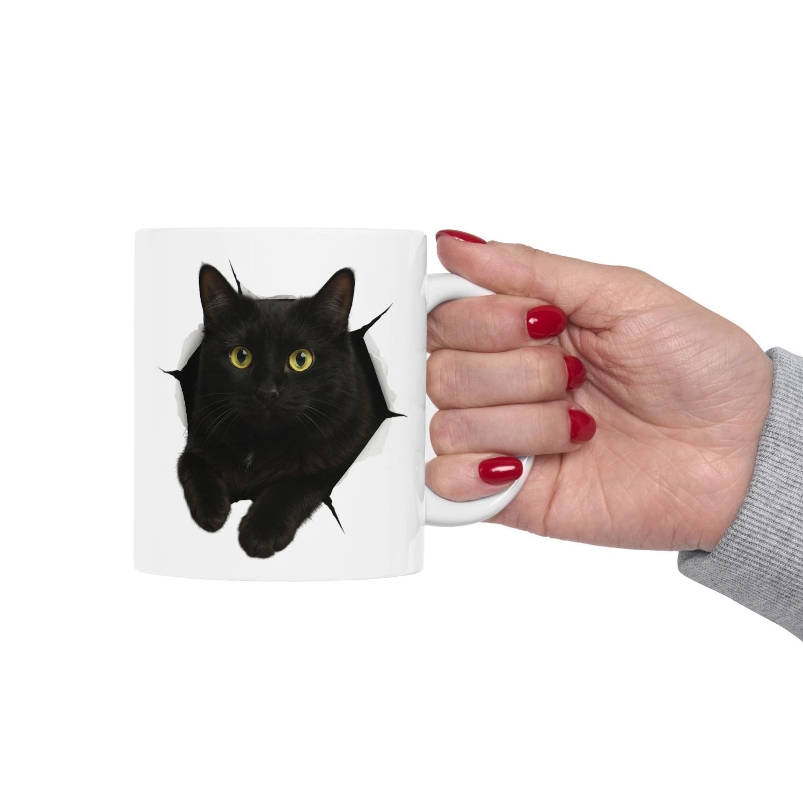 Funny Black Cat 3D Illusion Coffee Mug