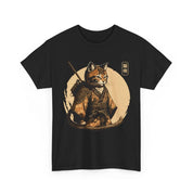 Ninja Cat Japanese Samurai Graphic T-Shirt Funny Tee