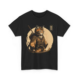 Ninja Cat Japanese Samurai Graphic T-Shirt Funny Tee