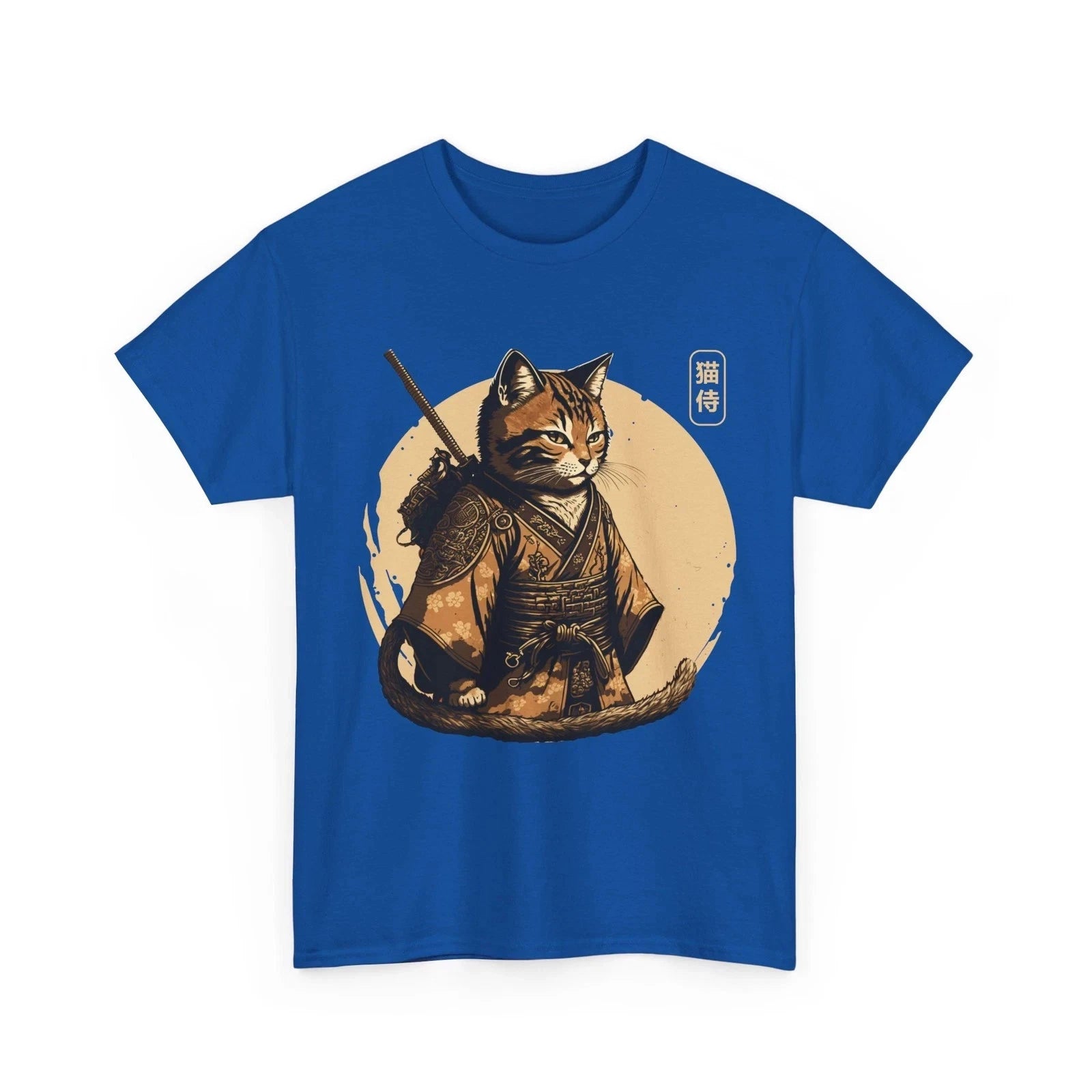 Ninja Cat Japanese Samurai Graphic T-Shirt Funny Tee
