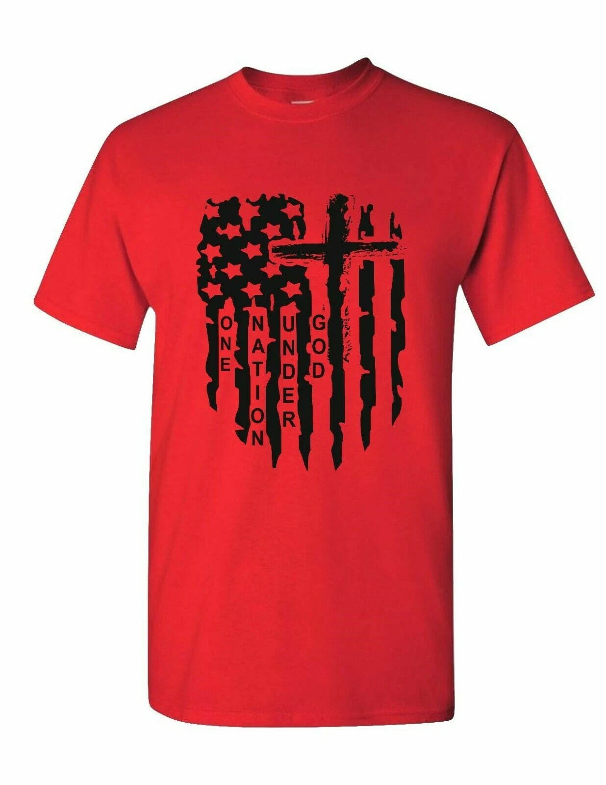 USA Distressed Flag T Shirt Jesus cross Christian T-Shirt