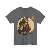 Ninja Cat Japanese Samurai Graphic T-Shirt Funny Tee