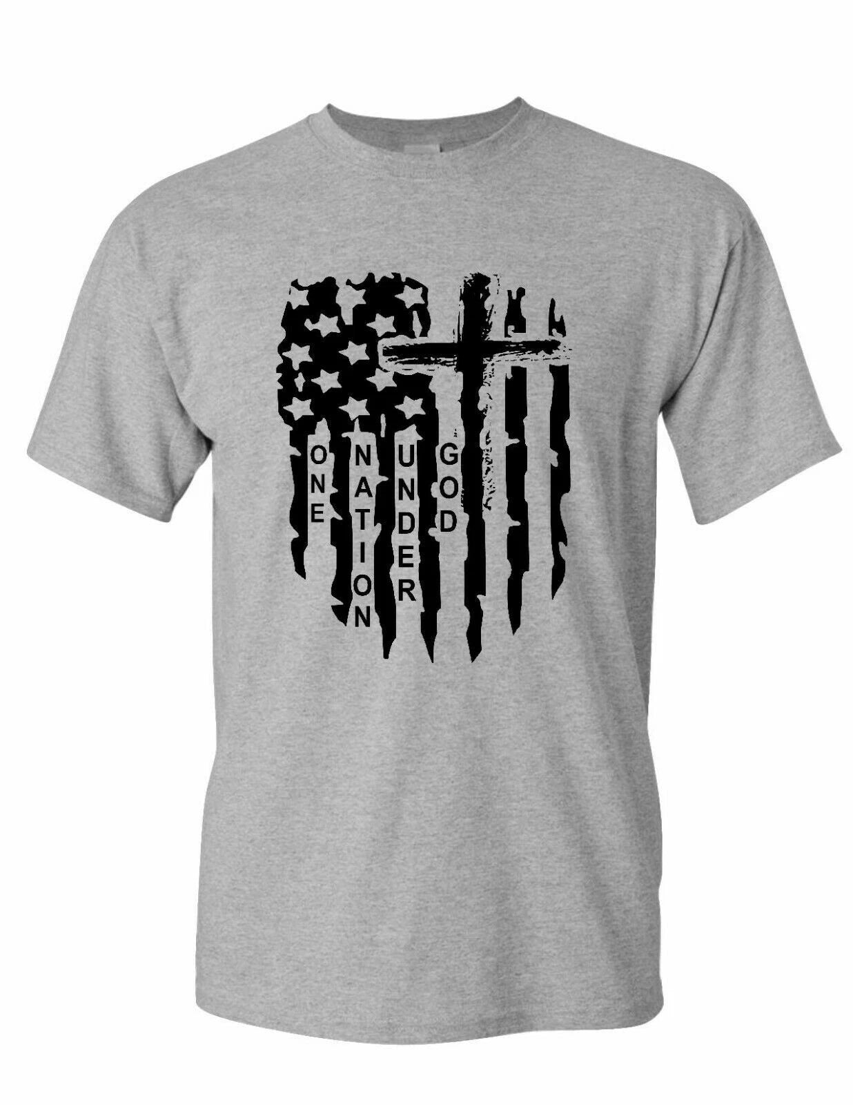 USA Distressed Flag T Shirt Jesus cross Christian T-Shirt