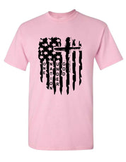 USA Distressed Flag T Shirt Jesus cross Christian T-Shirt