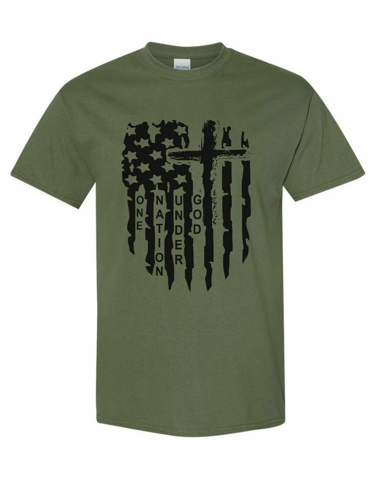 USA Distressed Flag T Shirt Jesus cross Christian T-Shirt