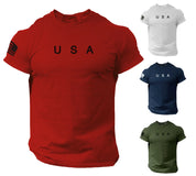 USA Flag Men T Shirt American Tee Patriotic Gym