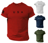 USA Flag Men T Shirt American Tee Patriotic Gym