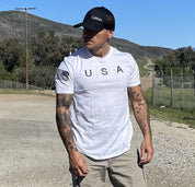 USA Flag Men T Shirt American Tee Patriotic Gym