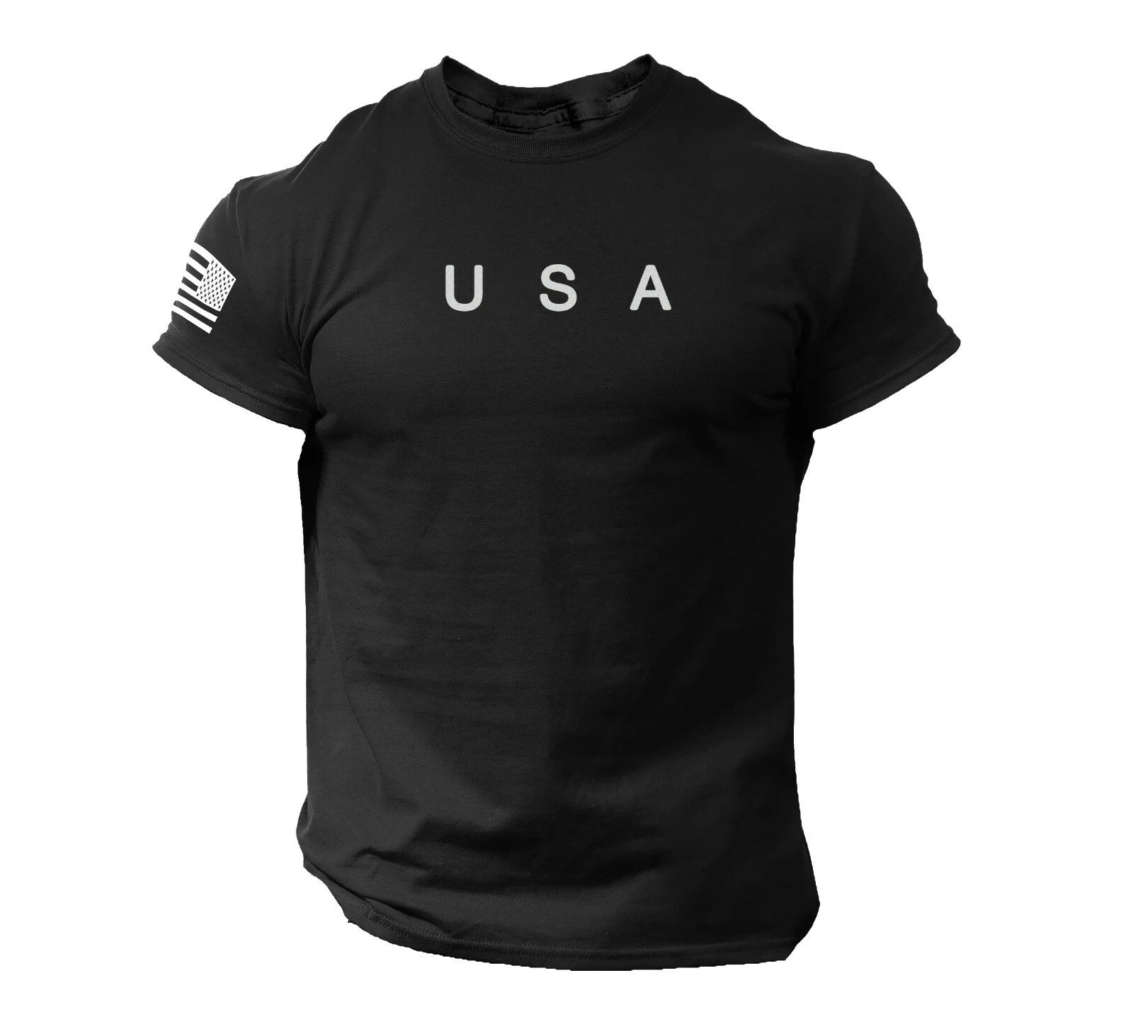 USA Flag Men T Shirt American Tee Patriotic Gym