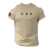 USA Flag Men T Shirt American Tee Patriotic Gym
