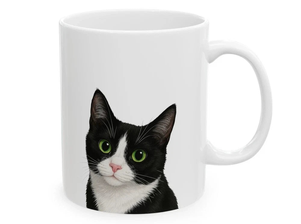 Cat Lover Mug Black White Cat Coffee Cup