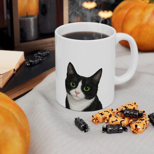 Cat Lover Mug Black White Cat Coffee Cup