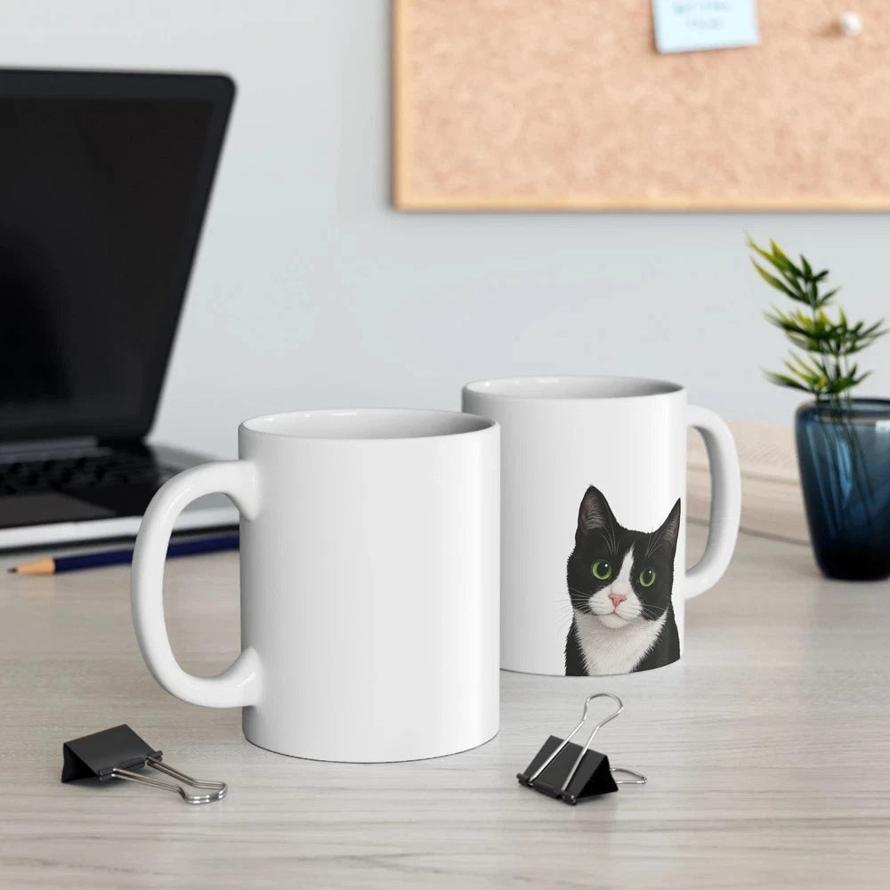 Cat Lover Mug Black White Cat Coffee Cup