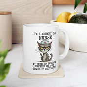 Grumpy Old Nurse Mug Funny Cat Coffee Cup