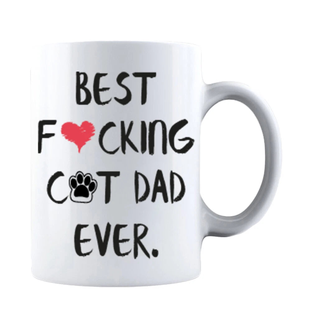 Fathers Day Best Cat Dad Ever Funny Coffee Mug