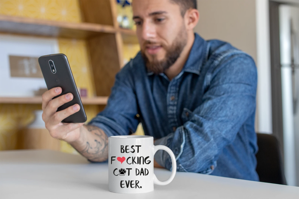 Fathers Day Best Cat Dad Ever Funny Coffee Mug