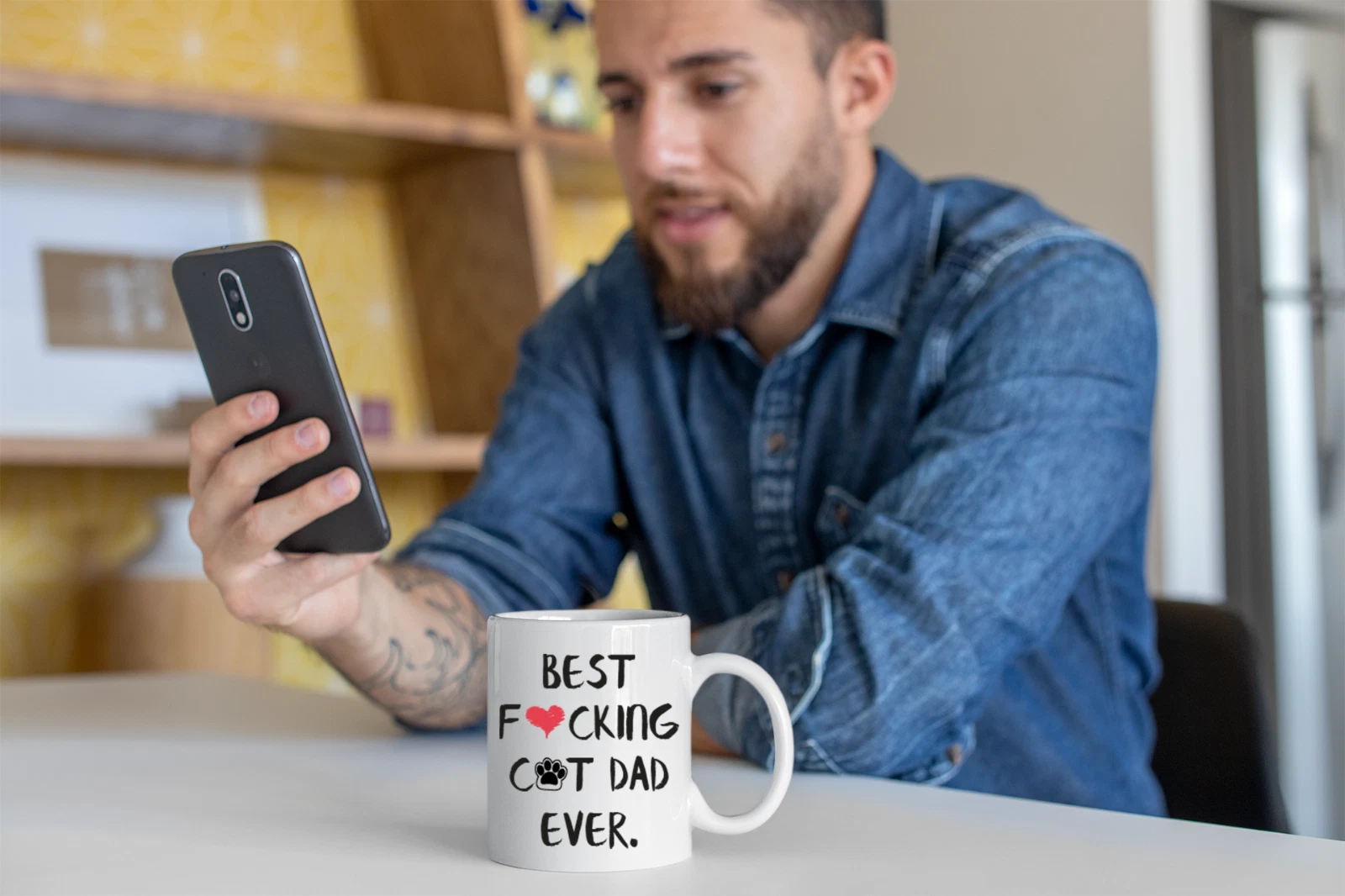 Fathers Day Best Cat Dad Ever Funny Coffee Mug